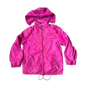 London Fog Vintage 90s Vibrant Pink Jacket Kids Size M 10-12 Retro Raincoat
